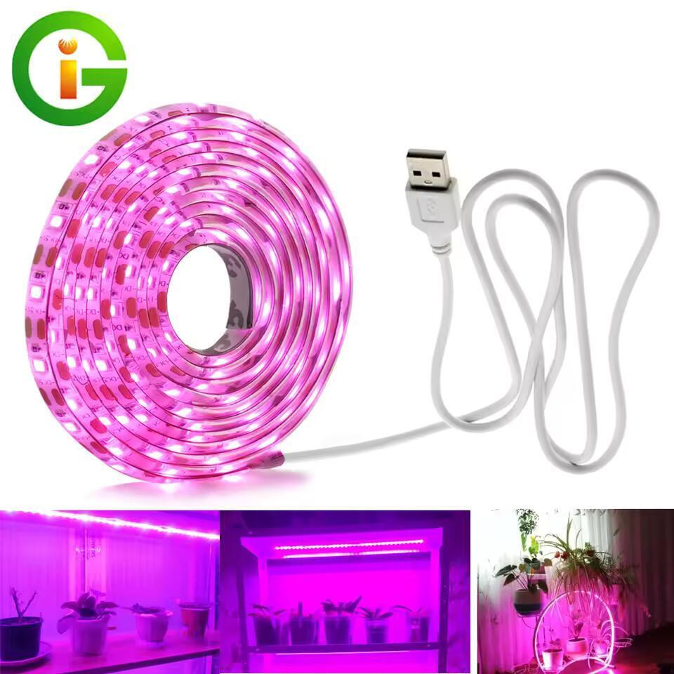 Фітолента LED SMD 2835 2м 120 світлодіодів рожева USB підсвітка для рослин Київ - фото 1
