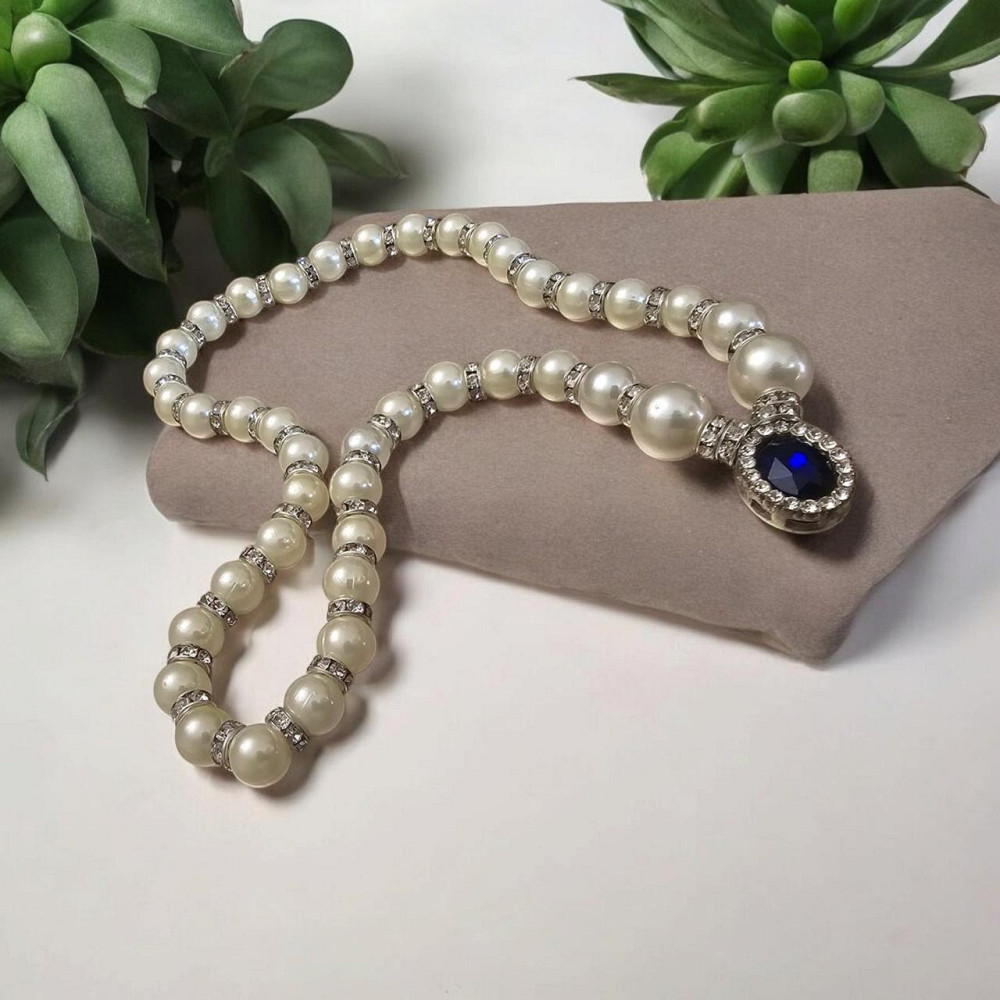 Намисто буси  Елегантність перлів та сапфіру ожерелье PaGo Одеса - фото 1