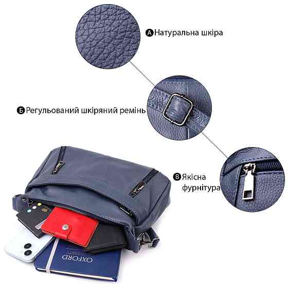 Женская сумка из натуральной кожи Vintage 23019 Синий Киев