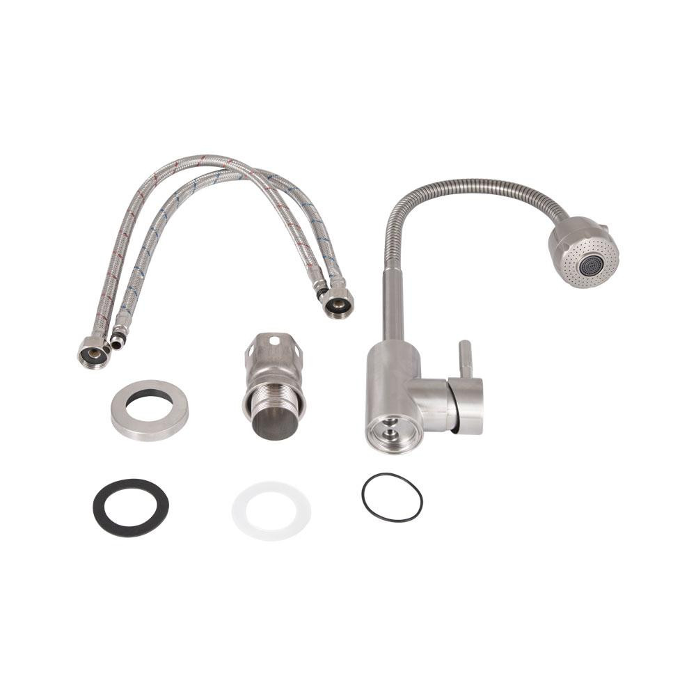 Змішувач для кухні Lidz Aria 015F41 з гнучким виливом (k35) LDARI015F41NKS45306 Nickel Київ - фото 6