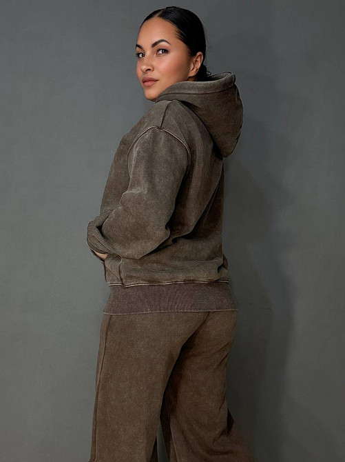 Костюм жіночий Joy One 2166-11 утеплений варений худі зі штанами палаццо коричневий, коричневий, XL Київ - фото 16