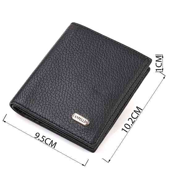 Классическое портмоне для мужчин из натуральной зернистой кожи CANPELLINI 21742 Черное Киев