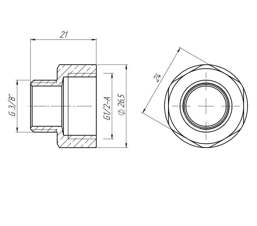 Перехідник редукційний 1/2″х3/8″ВЗ латунний LI323S OPTIMUM (000030980) Київ - фото 3