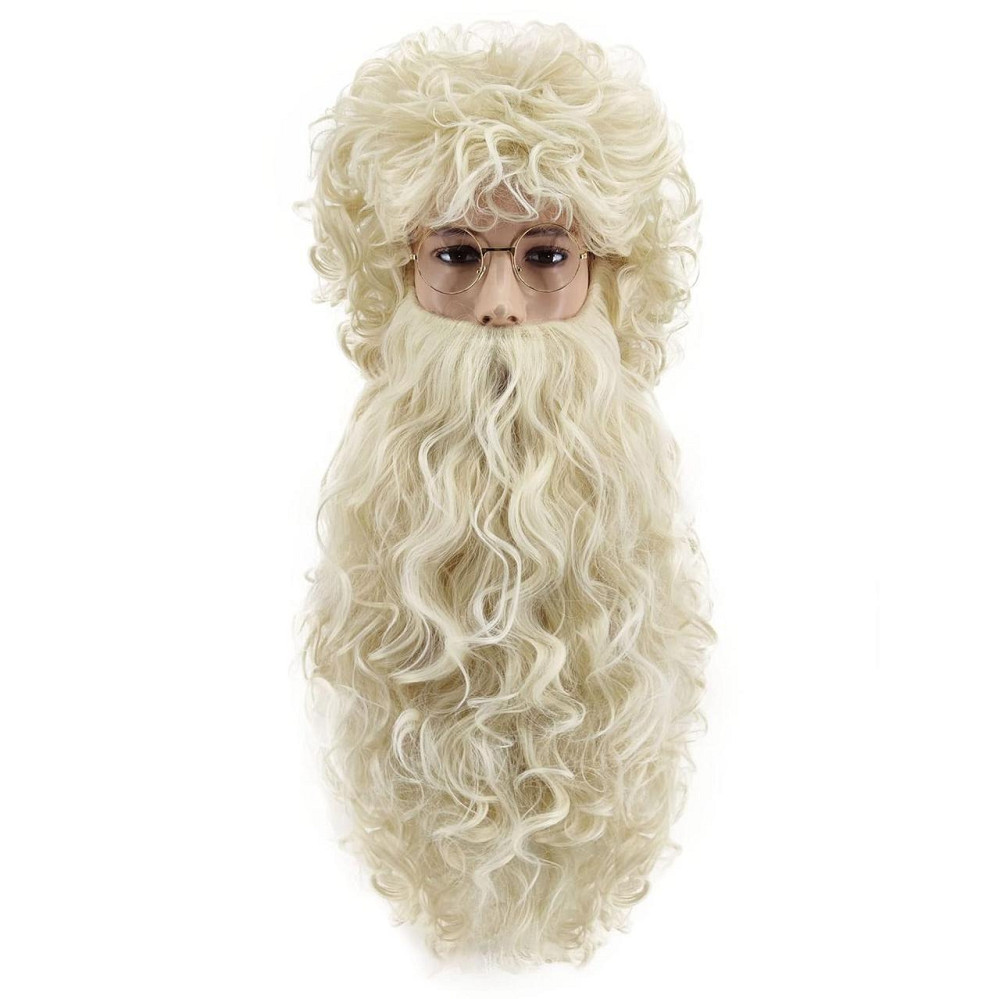 Парик и борода Санта Клауса с бровями, очками, комплект для образа Деда Мороза на Новый год Рождество, косплей Киев - изображение 3