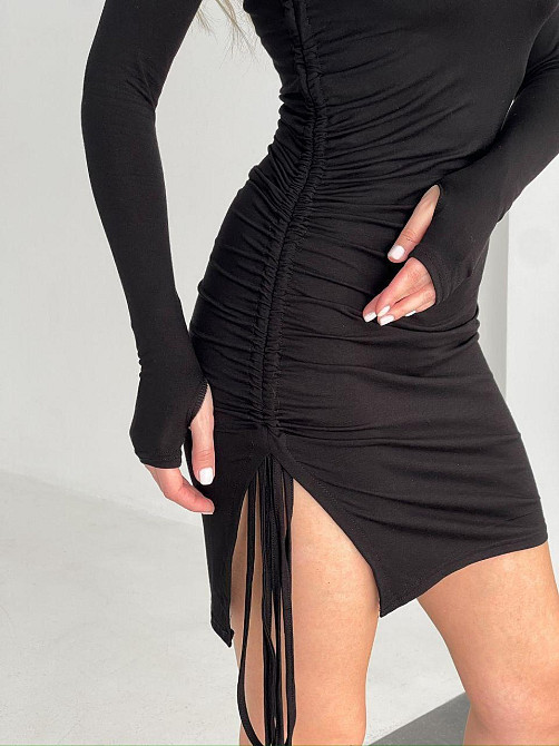 Стильне жіноче плаття довжини міні на кулісці турецька віскоза Чорний, 42/44 Одеса - фото 3