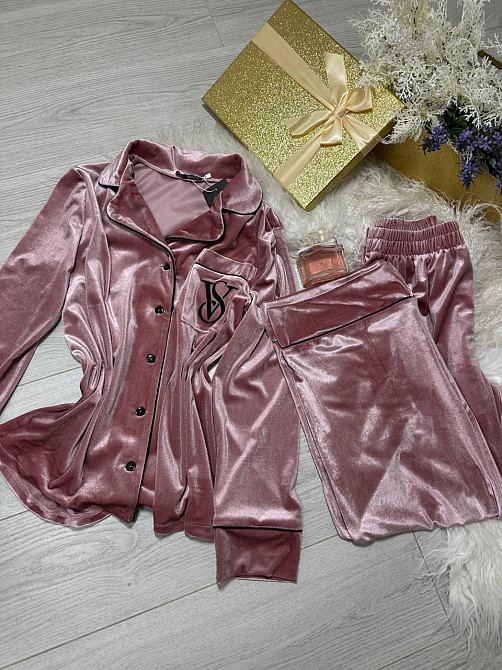 Женская стильная домашняя пижама бархатная пижама пудрово-розовый, 50/52 Одесса - изображение 6