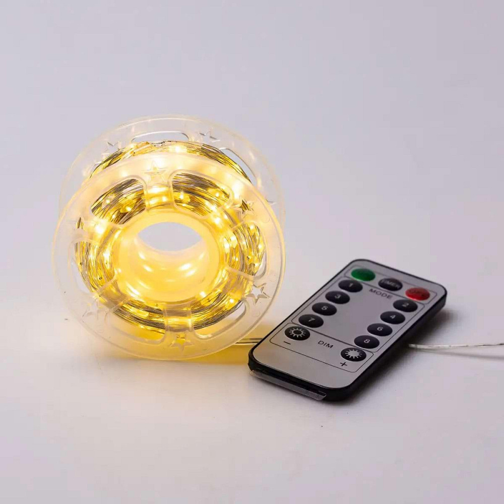 Гірлянда роса на пульті 50 метрів на 500 led світлодіодів крапля на білому дроті жовта 500L50MWY Київ - фото 7