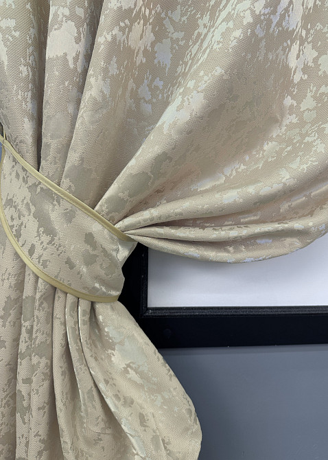 Комплект коротких штор VR-Textil Лен мрамор Pavliani ХО № 1272ш Теплый бежевый 130х170 см 2 шт (35-0201) Киев - изображение 4