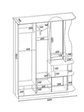 Прихожая Люкс-купе LUX, Белый, 1600/400/2100 Львов