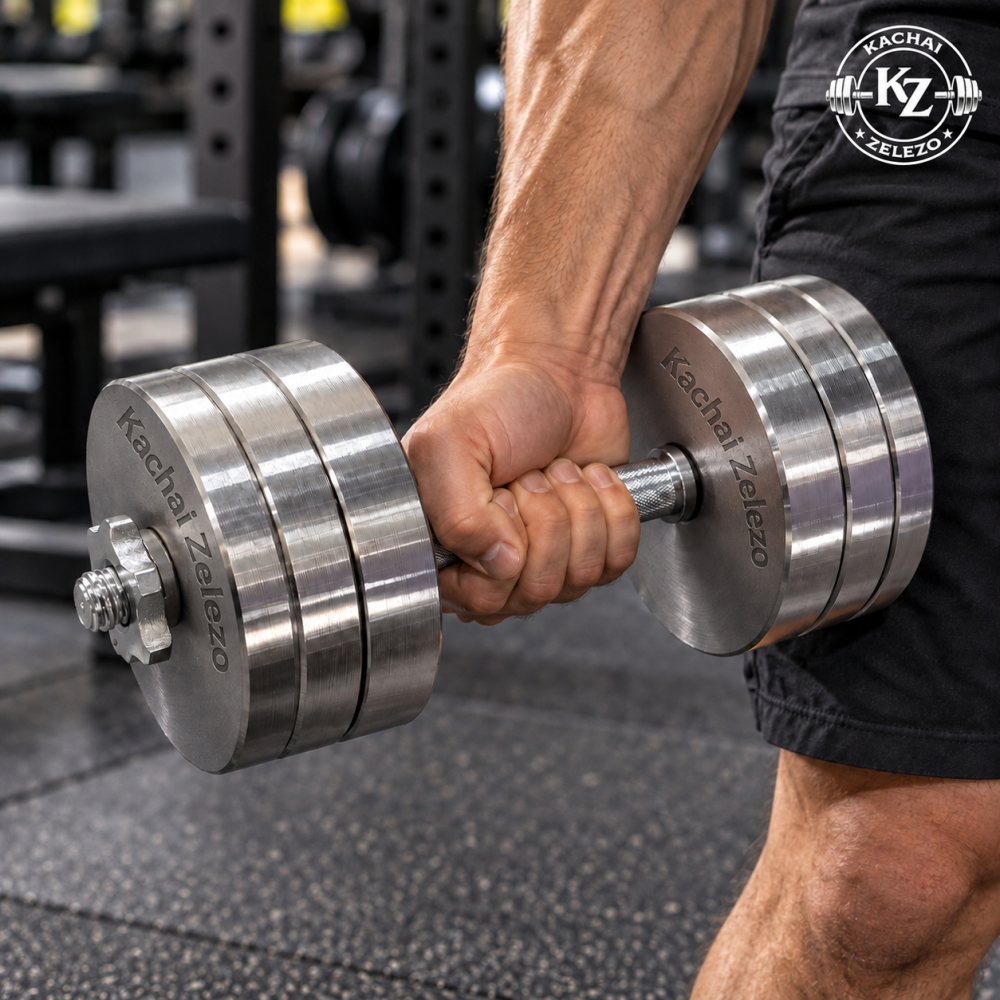 Гантелі набірні 2 по 26 кг металеві без покриття Kachai Zelezo Iron Pro Київ - фото 16