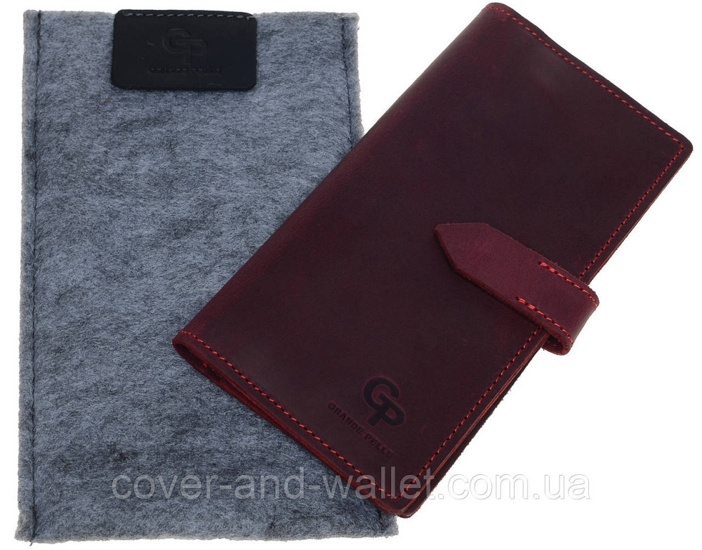 Тонкий жіночий гаманець купюрник з натуральної шкіри (Бордовий) Grande Pelle Anet 523161 Київ - фото 7