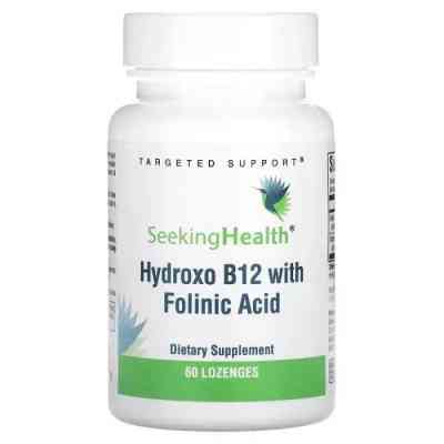 Витамин Seeking Health Витамин B12 и Фолиевая кислота, Hydroxo B12 With Folinic Acid, 60 жеват (SKH-52043) Винница