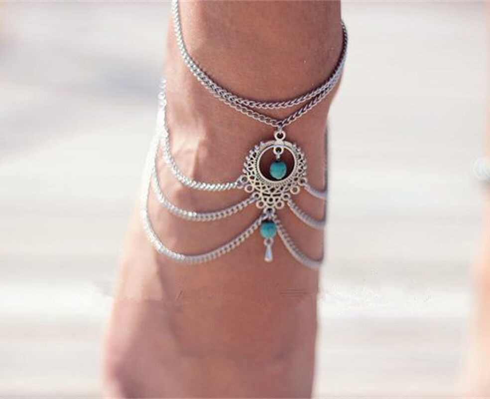 Браслет на ногу в восточном стиле с бирюзой Киев - изображение 1