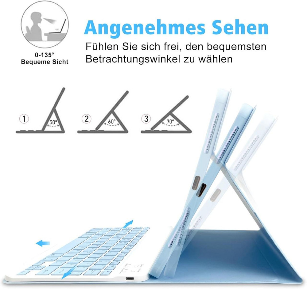 Клавиатурный чехол QWERTZ для iPad 10.9 Air 5 2022 Air 4 2020 Pro 11 2018/2022 с подсветкой и держателем Киев - изображение 5