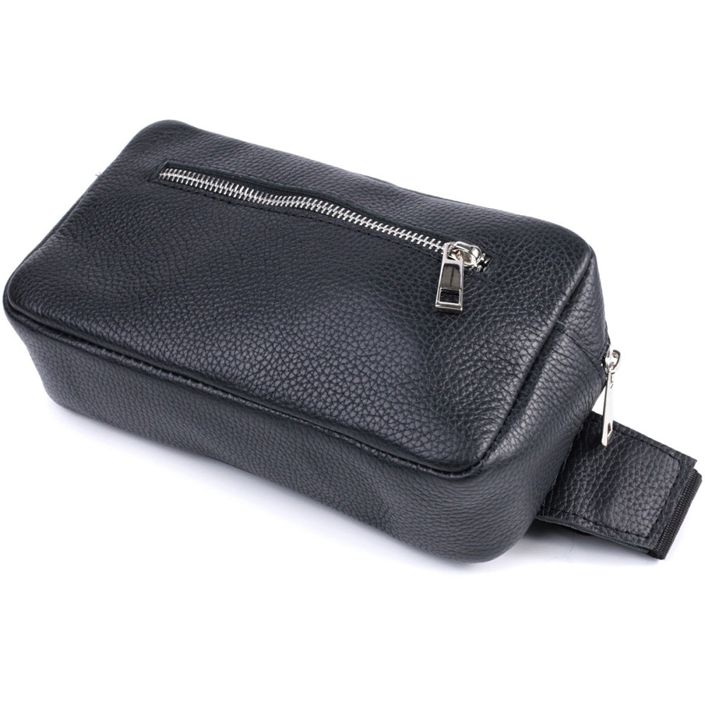 Чоловіча сумка-бананка з натуральної шкіри флотар Чорна (SHVIGEL) Київ - фото 10