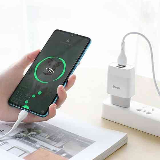 Сетевое зарядное устройство HOCO C73A Glorious dual port charger set, цвет белый 6931474713070 Одесса