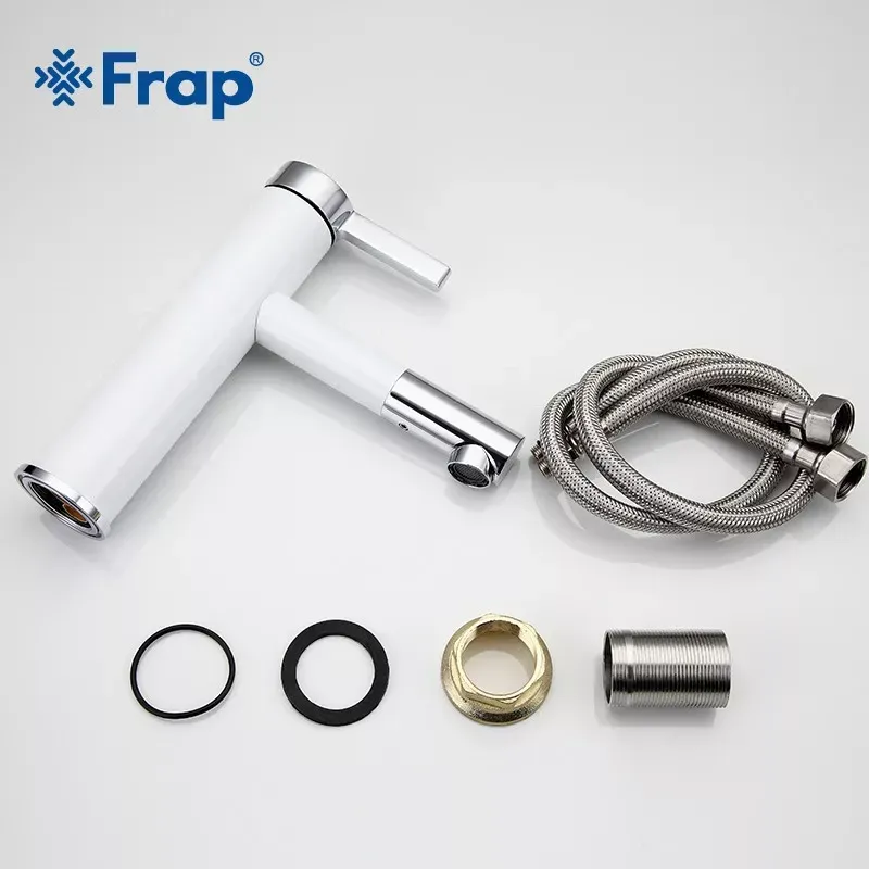 Змішувач для умивальника Frap F1052-14 високий, білий/хром Київ - фото 7