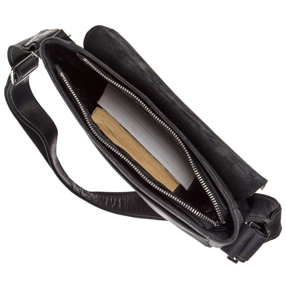 Сумка чоловіча вінтажна середня SHVIGEL 11172 шкіряна Чорна Київ - фото 6