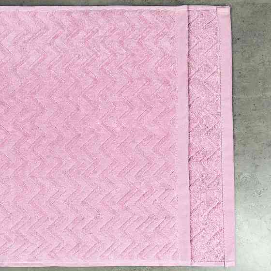 Набор махровых полотенец Жаккардовых с велюром 2шт GM Textile 50x90см, 70x140см 550г/м2 (Розовый) Сумы