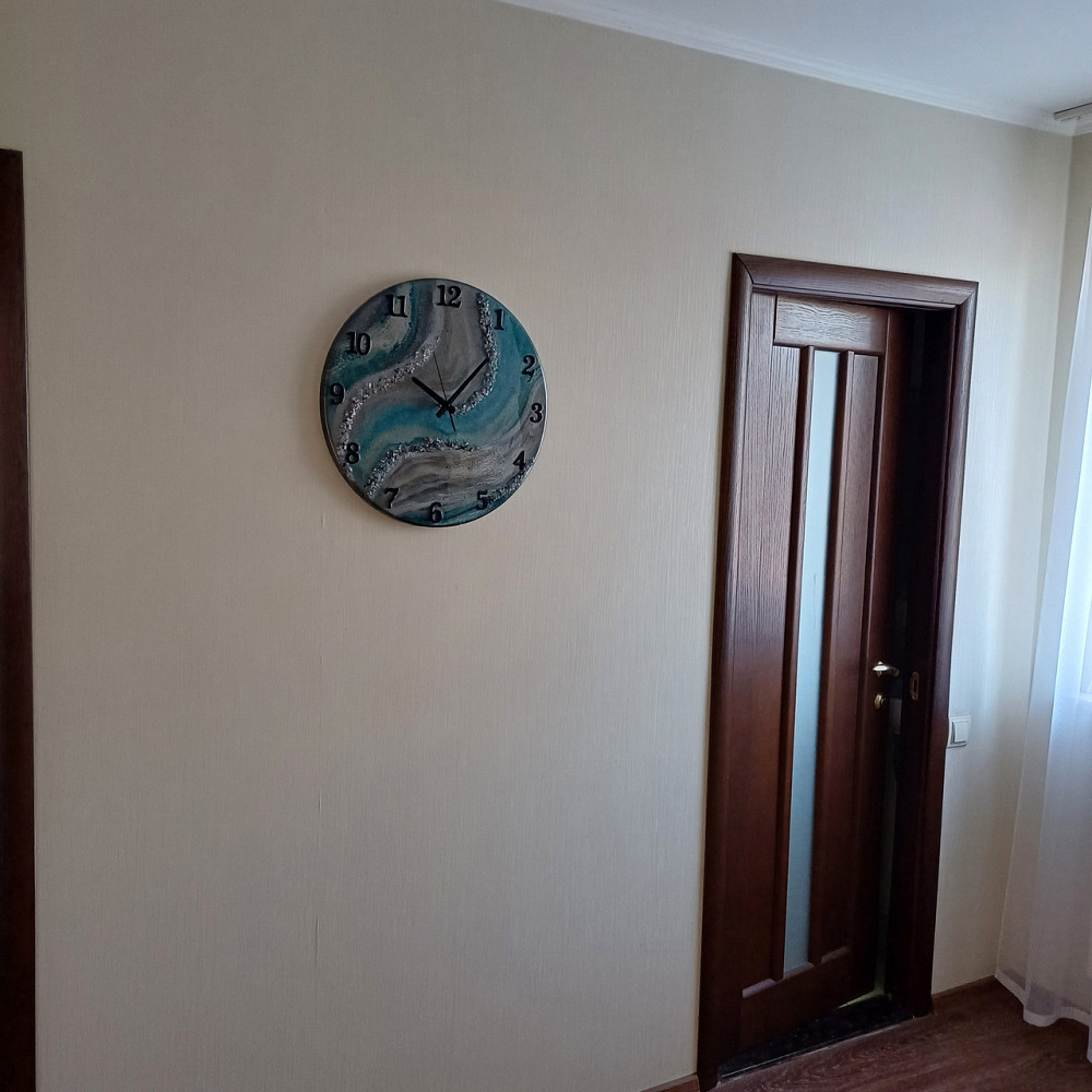 Годинник настінний 50 см з епоксидної смоли ручної роботи Дніпро - фото 8