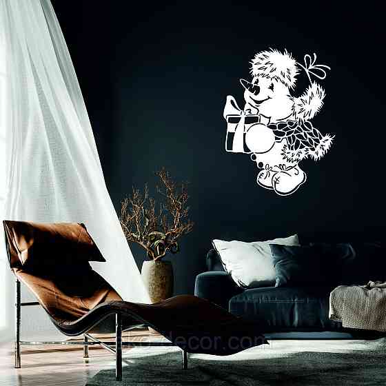 Декоративное настенное Панно «Снеговик», Декор на стену 90*67 см, Белый Киев