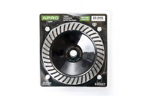 Чаша алмазна шліфувальна 180 мм 22-24% Турбо APRO Рівне - фото 1