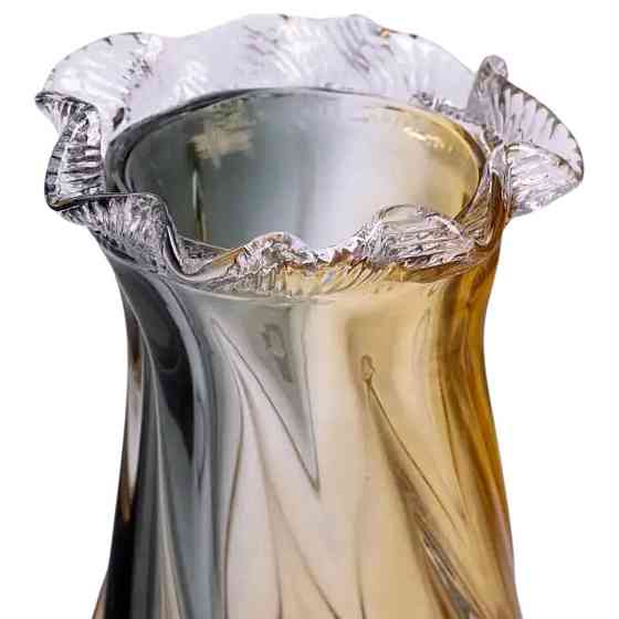 Декоративна ваза 21 см з кольорового скла жовто-сіра Київ