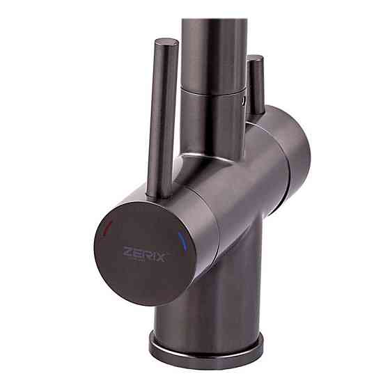 Змішувач для кухні з гнучким виливом на дві води Zerix KIT-021 Graphite REFL.Black з нерж. сталі  ( ZX5559 ) 38725 Харків