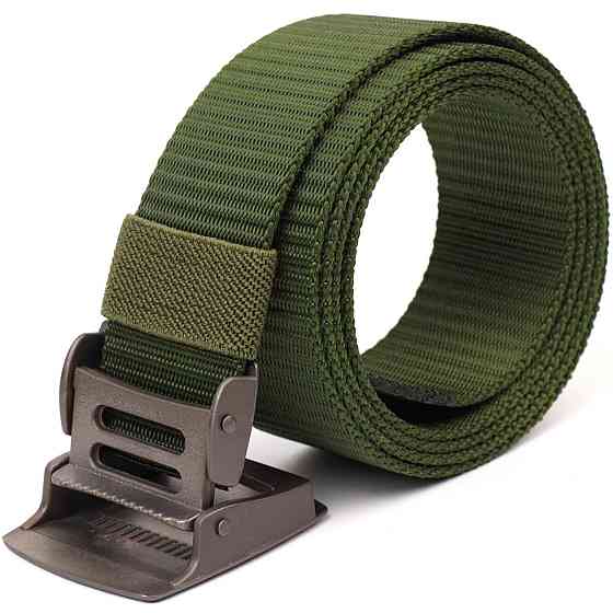 Міцний чоловічий ремінь з металевою пряжкою з текстилю 20595 Vintage Зелений Київ