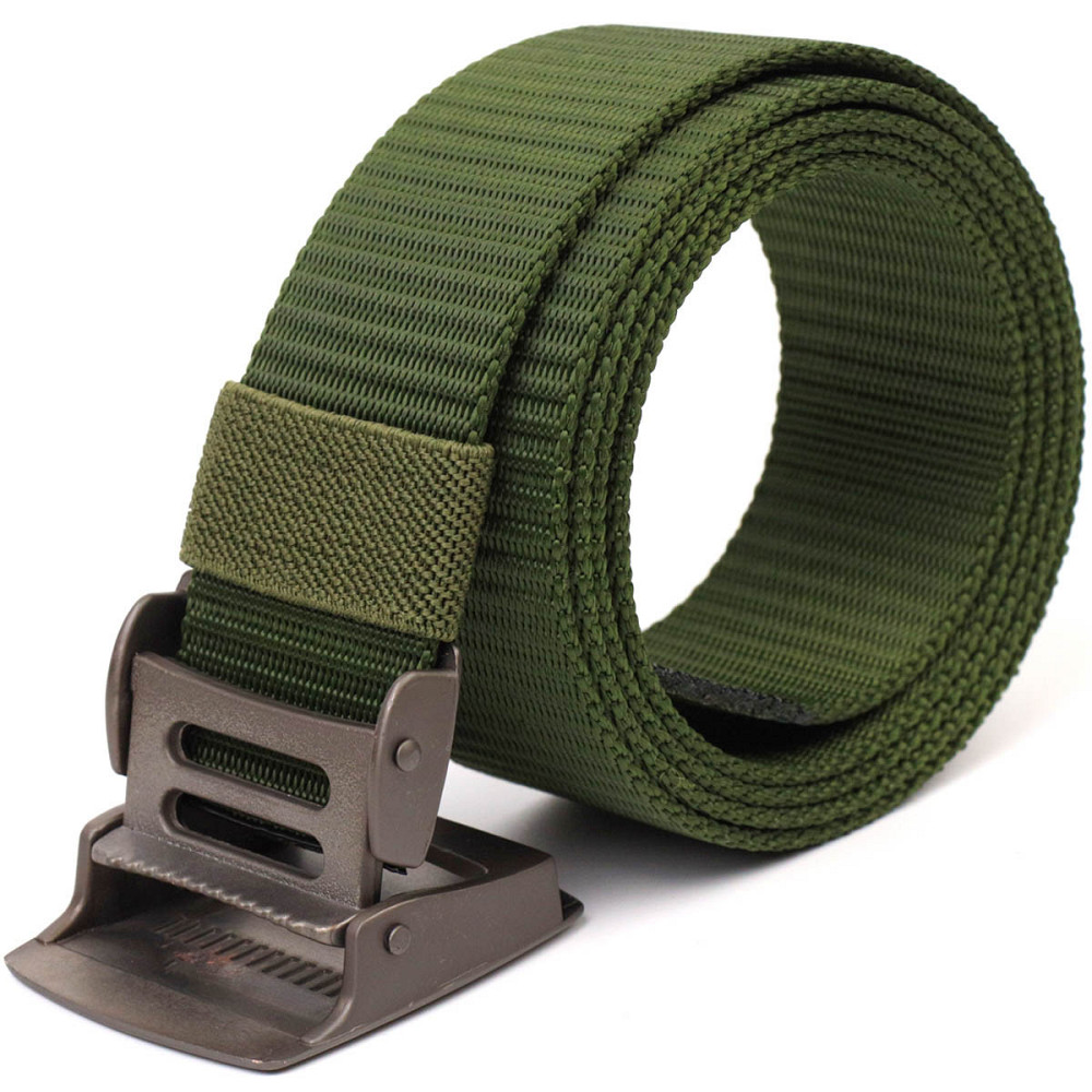 Міцний чоловічий ремінь з металевою пряжкою з текстилю 20595 Vintage Зелений Київ - фото 5