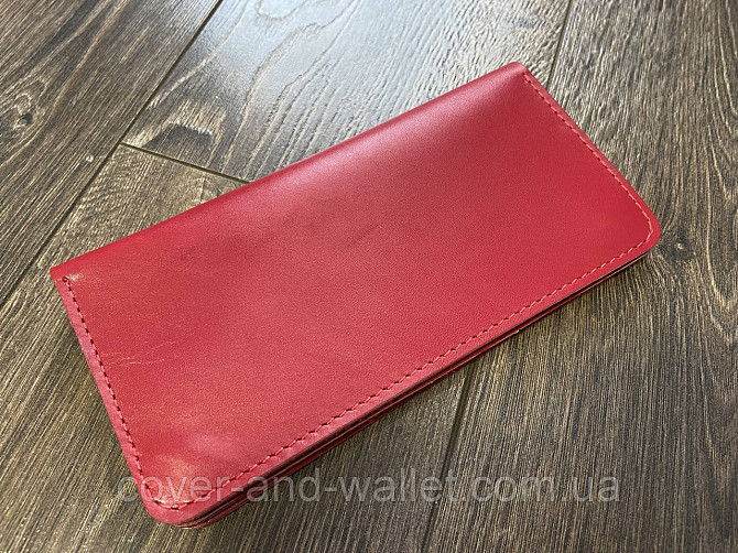 Стильный женский кошелек купюрник красного цвета из натуральной кожи PS Leather Киев - изображение 2