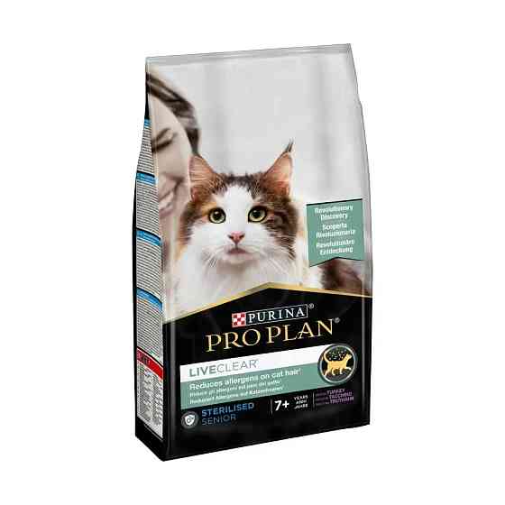 Сухой корм PRO PLAN LiveClear Sterilised Adult 7+ для кошек от 7 лет для уменьшения аллергенов на шерсти и после стерилизации, с индейкой, 1.4 кг Киев