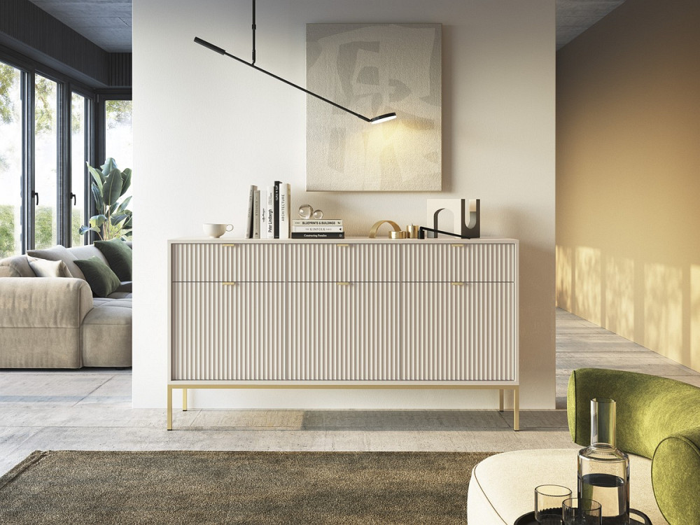 Комод Perfect Home Нова / Nova 3-дверний з 3 шухлядами і золотими ніжками KSZ154 Кашемір (PFH-091245) Дніпро - фото 1