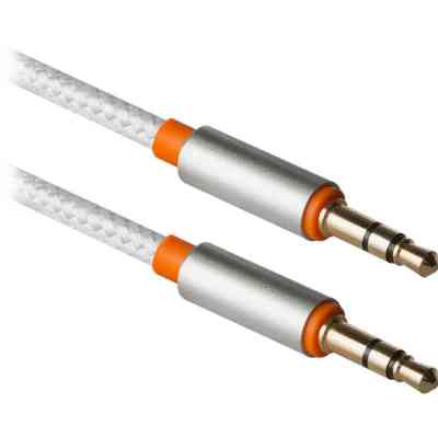 Кабель мультимедийный AUX Audio 3.5mm M/M 1.2m JACK01-03 white Defender (87513) Винница