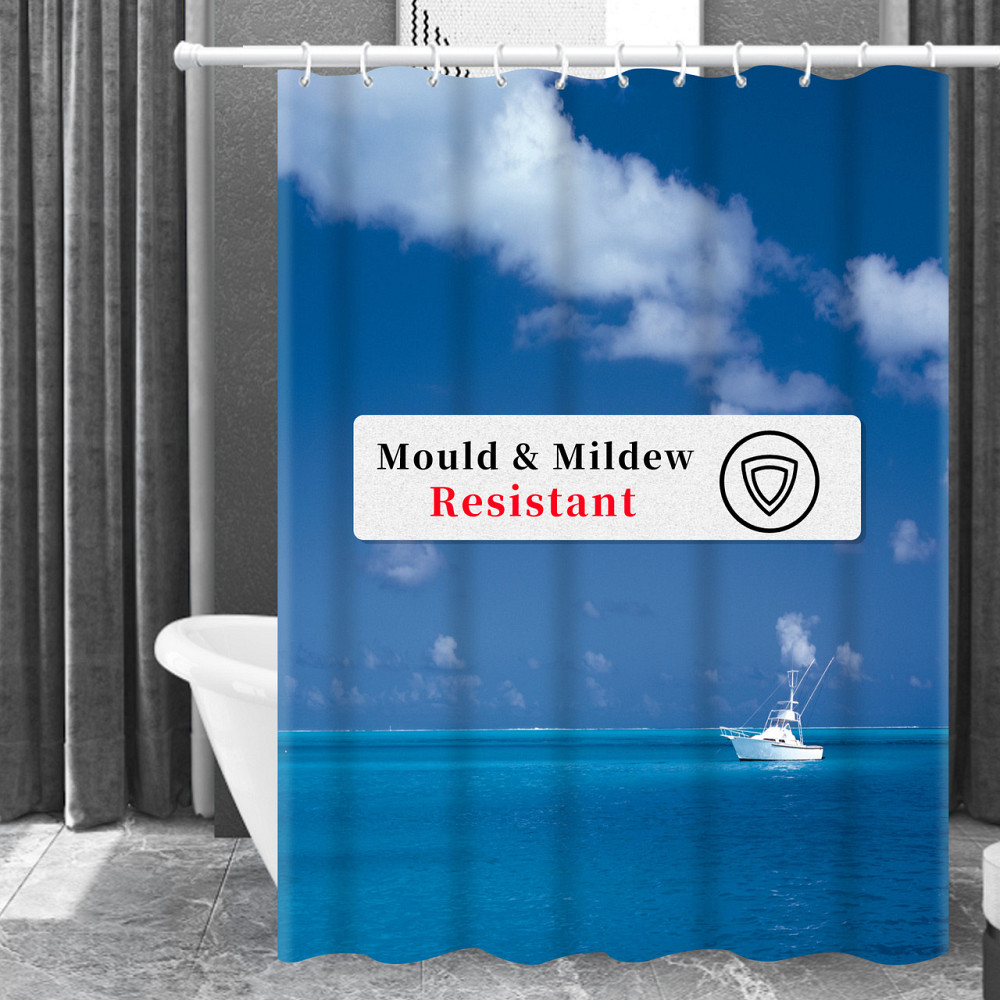 Шторка для ванны из полиэстера водонепроницаемая Bathlux 180x180 см с кольцами, занавеска для ванной комнаты Каменец-Подольский - изображение 2