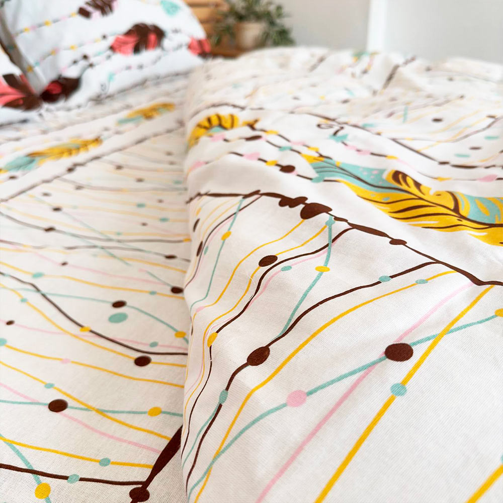 Полуторный комплект постельного белья Перья 100% хлопок YouStar (Белый) Сумы - изображение 5