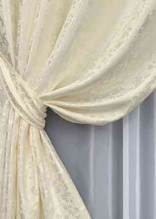Комплект штор на люверсах VR-Textil Льон мармур Pavliani ХО № 1908ш Молочний 150х250 см 2 шт (37-0319) Київ