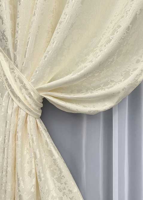Комплект штор на люверсах VR-Textil Льон мармур Pavliani ХО № 1908ш Молочний 150х250 см 2 шт (37-0319) Київ - фото 5