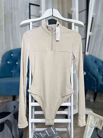 Стильне жіноче боді з високоякісного турецького рубчика мустанг. Бежевий, 42 Одеса