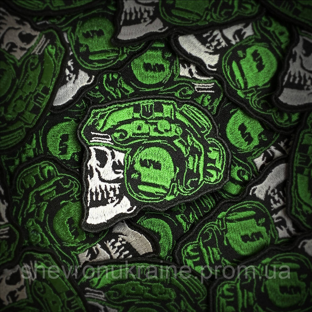 Шеврон Череп в каске (Форма контурная. На липучке) Размер 7x8см Киев - изображение 1
