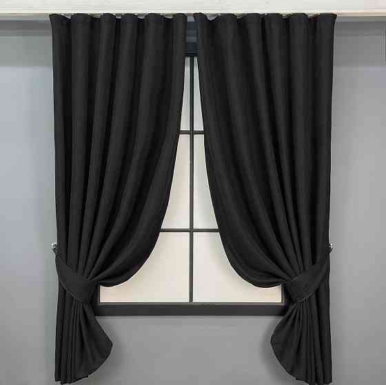 Комплект коротких штор VR-Textil Микровелюр Petek YL № 2017ш Черный 140х170 см 2 шт (35-0434) Киев
