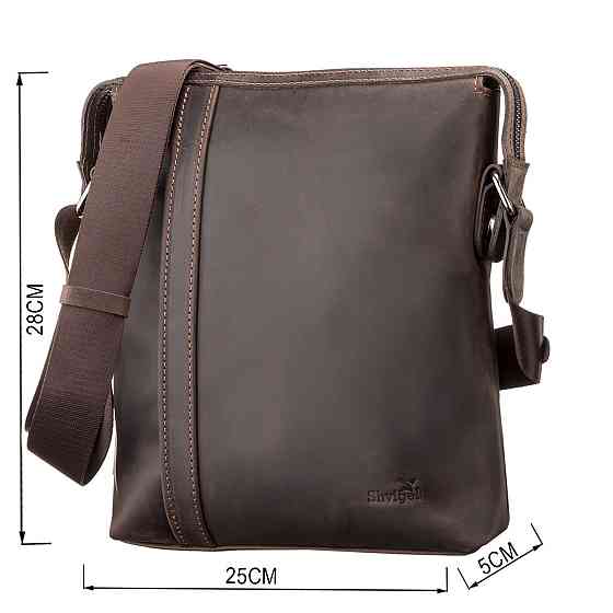 Сумка чоловіча SHVIGEL 11099 шкіряна Коричнева Київ