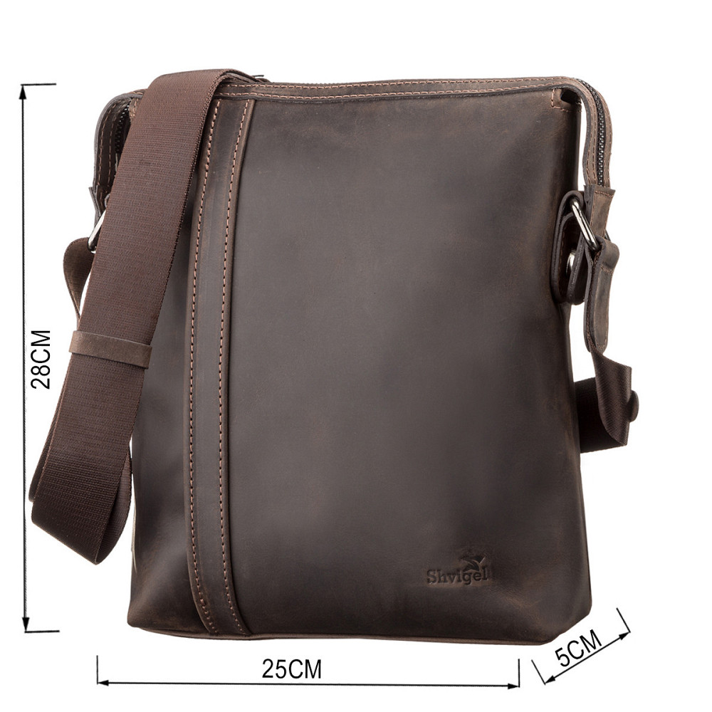 Сумка мужская SHVIGEL 11099 кожаная Коричневая Киев - изображение 5