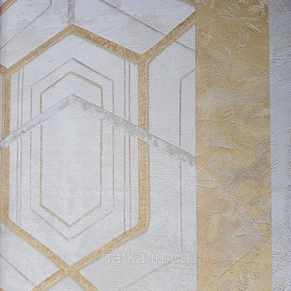 Шпалери метрові вінілові на флізелін 24 Carati Cristiana Masi геометрія смуги золотом на бежевому 3д Київ - фото 2