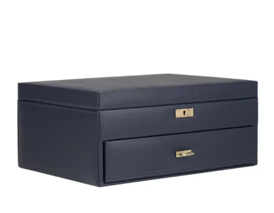 Скринька для зберігання 20-ти годинників "Dynasty" темно-синя, під склом, 37х27,5х16,5 см Рівне