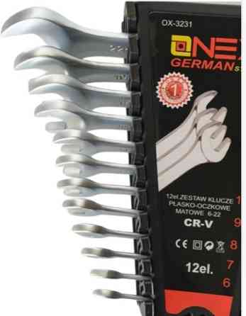 Набор рожково-накидных ключей OX-3231, 12 шт 6-22 мм, прочная сталь, пластиковый держатель для хранения Одесса