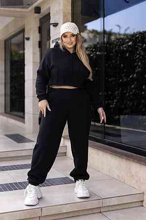 Спортивный костюм на флисе с коротким худи Navi батал 50-52, Черный Киев