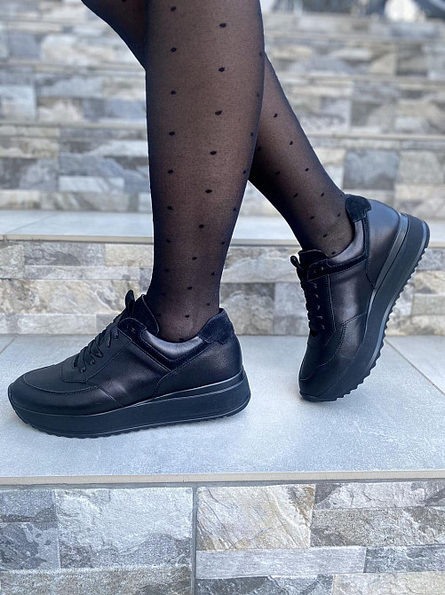 EMELI Кросівки жіночі EMELI 701/1 чорні (весна-осінь, шкіра+замша натуральна) (4122) Коломия - фото 3