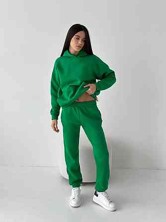 Женский спортивный теплый костюм оверсайз на флисе Зелёный XL Харьков