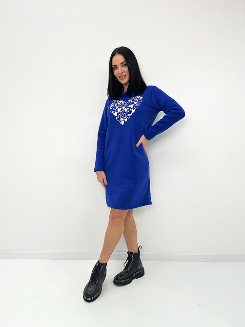 Теплое платье с принтом Romance батал 50-52, Электрик Киев - изображение 1